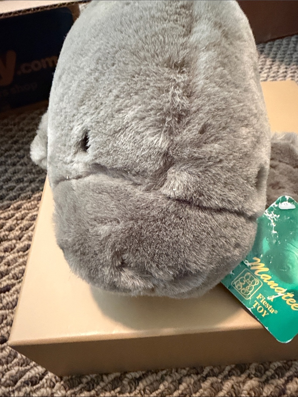 Vintage from Seaworld 1989 Plush Gray Manatee Stuffed Toy with Tag